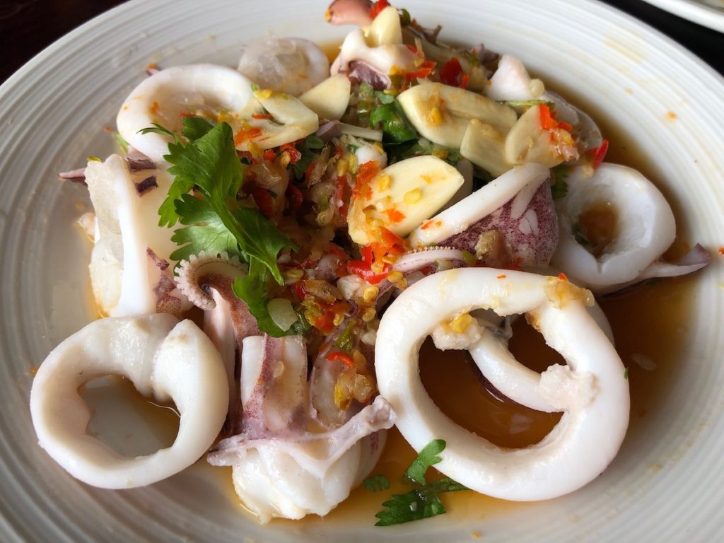 Steamed Squid with Garlic, Lime, and Chillies