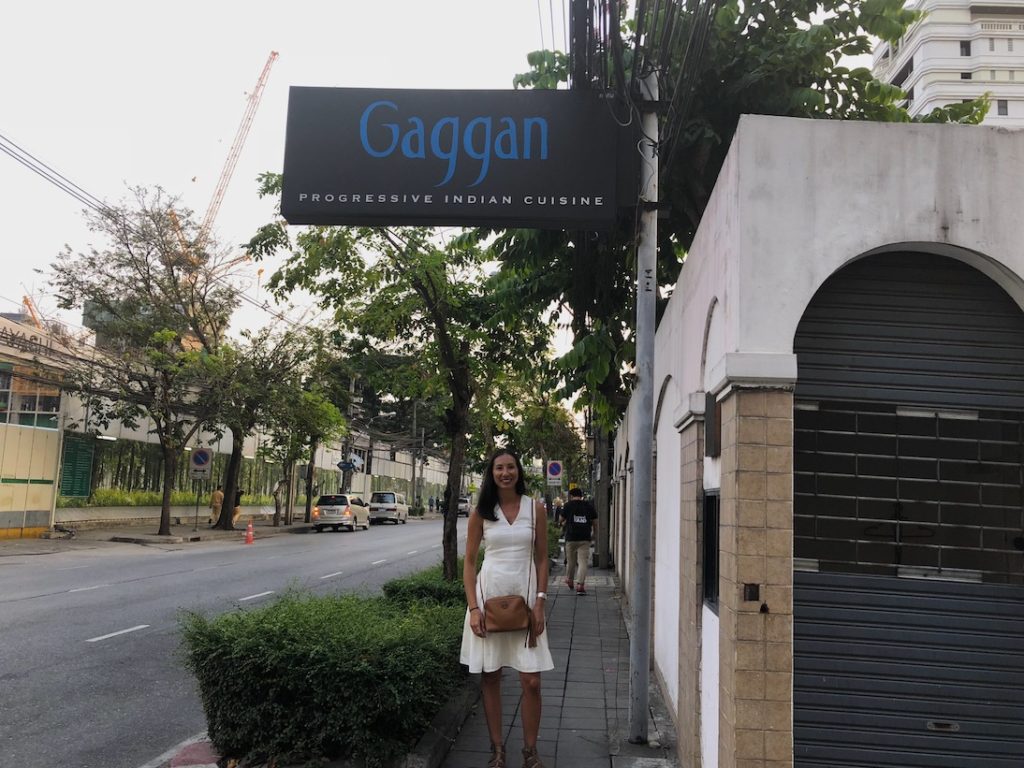 Victoria in front of Gaggan, Bangkok